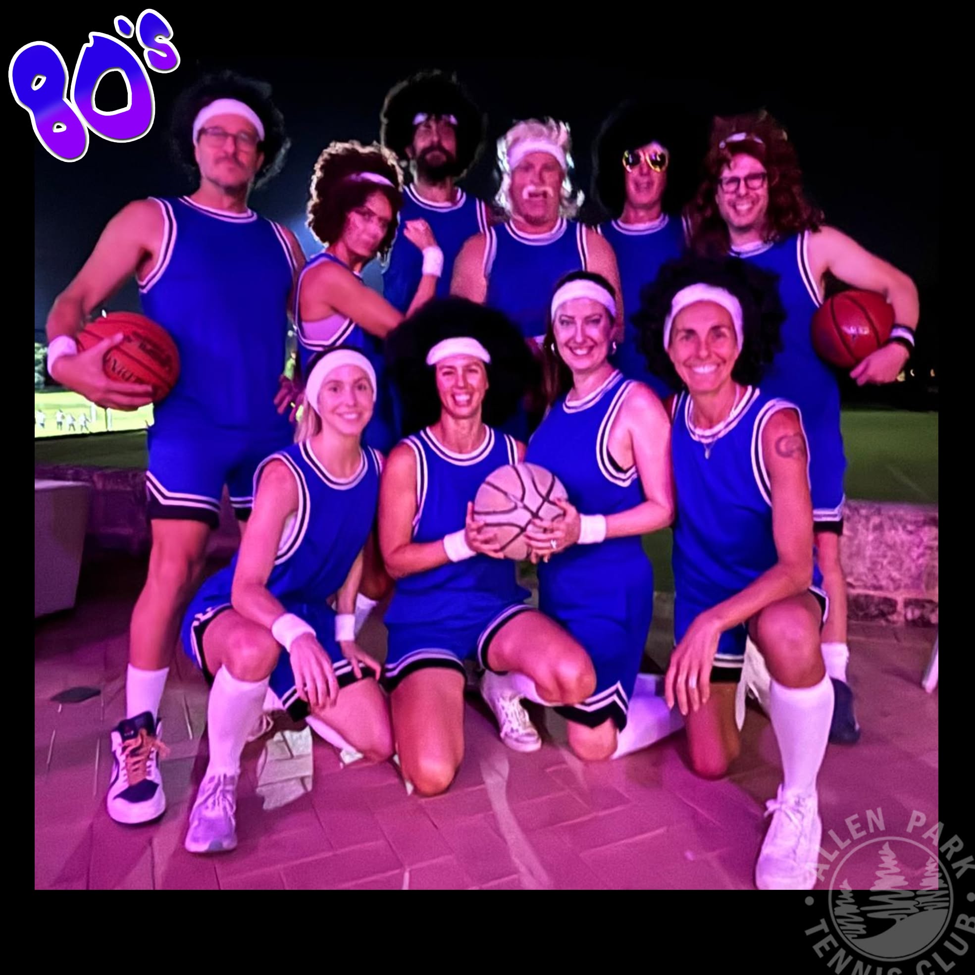 Team in retro basketball singlets at quiz night