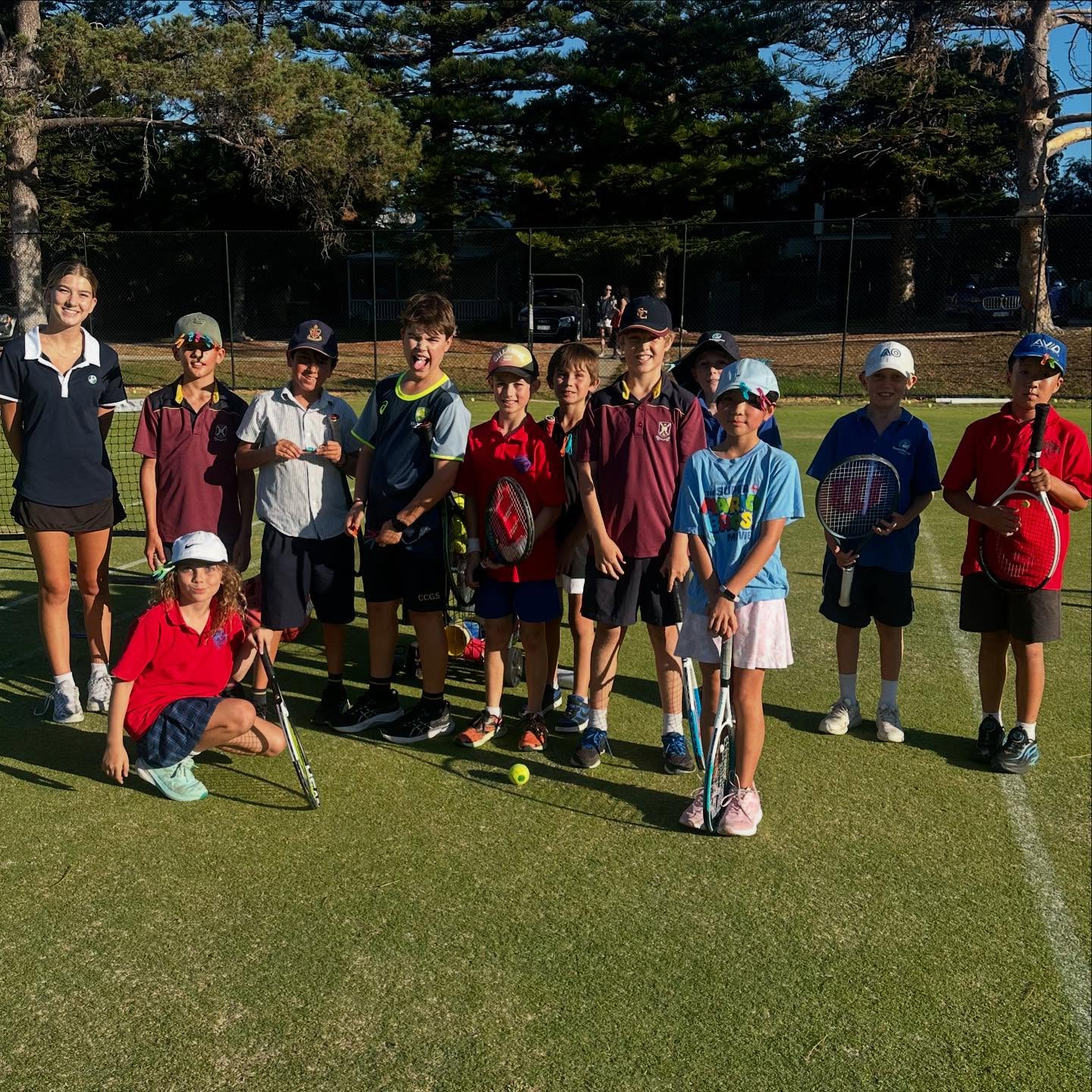 Junior club members on court at Allen Park