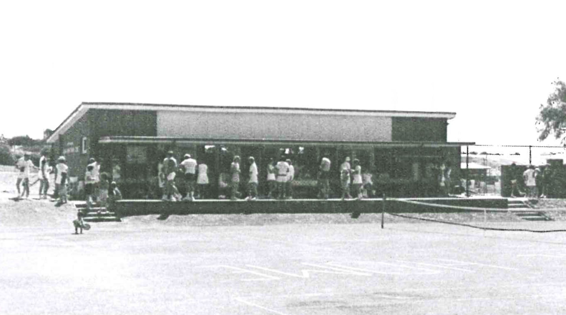The new Allen Park Tennis Club clubhouse opened in 1964, with members gathered on the verandah.