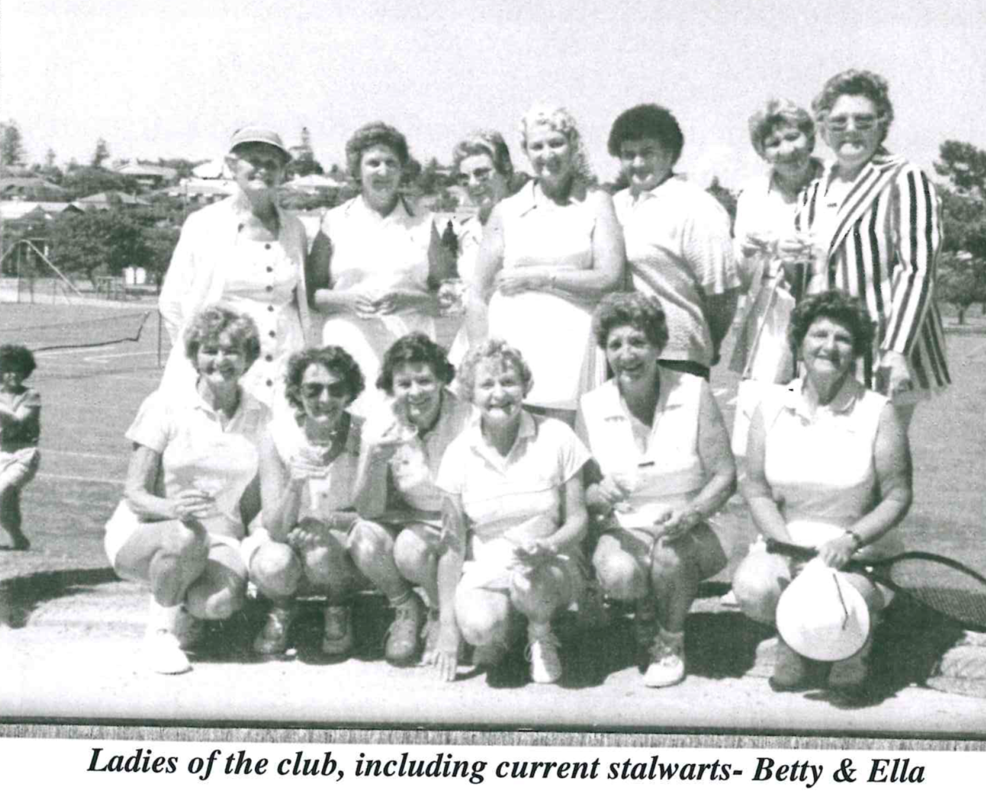 Ladies of the Allen Park Tennis Club, including long-time stalwarts Betty and Ella.
